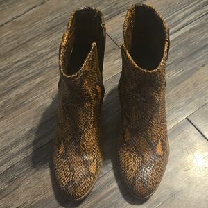 Carlos by Carlos Santana Brown Snakeskin Ankle Boots